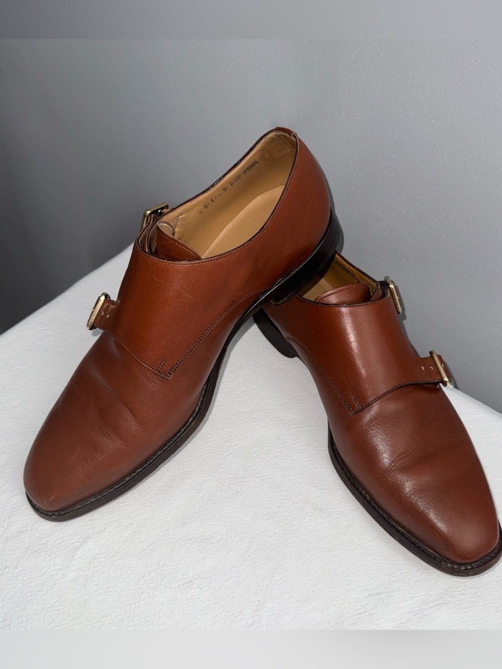 Bally Switzerland Men’s Brown Dress Shoes Double Buckle Monk Strap US 9.5